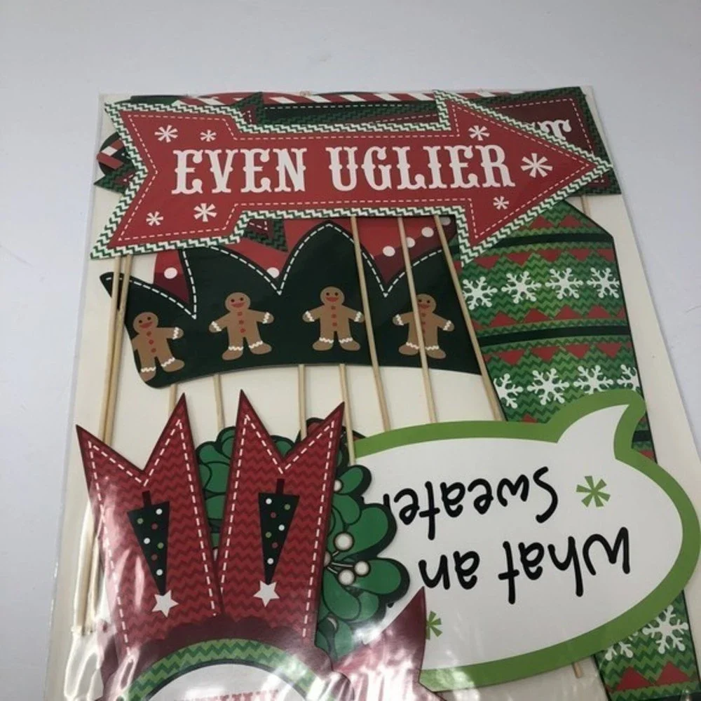 Christmas Ugly Sweater Party Photo‎ Stick Props Awards Apparel Accessories 12pc